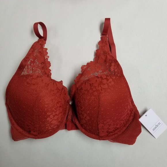 Auden High Apex Push-Up Bra Lace Orange Berry - Picture 2 of 5